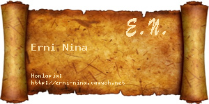 Erni Nina névjegykártya